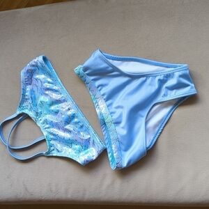 Basically by Btween Girls Size 6 Bikini Set Shiny Strappy Scales mermaid